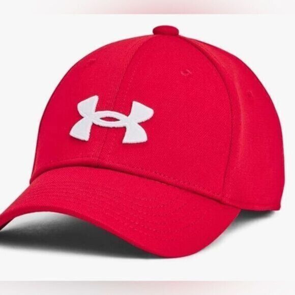 NWOT Under Armour Child Boys Red UA Logo Baseball Cap - Flex Fit Youth M/L - Picture 1 of 5